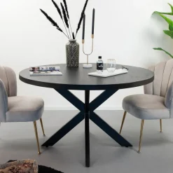 Livingfurn Ronde Eettafel Kala Mangohout, kleur Zwart