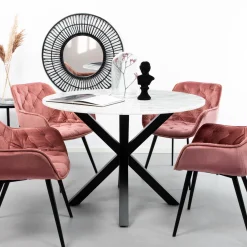 Discount Sohome Ronde Eettafel Lille 110cm, kleur Wit Marmer Wit Marmerlook
