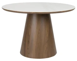 Outlet ZILT Ronde Eettafel Nathen Eiken en marmerlook, 115cm