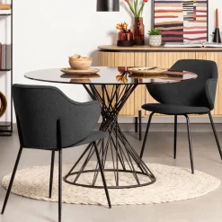 Sale Kave Home Ronde Eettafel Niut 120cm Glas, kleur zwart Donkergrijs
