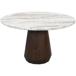 Online Richmond Interiors Ronde Eettafel Oberoy Marmer en mangohout, 130cm Bruin