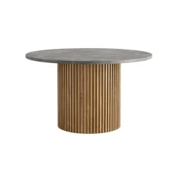 Outlet Tower Living Ronde Eettafel Palazzo Teakhout en mineraal stucwerk