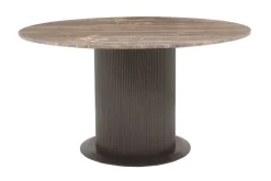 Hot Richmond Interiors Ronde Eettafel Russo Travertin en brass, 140cm Bruin
