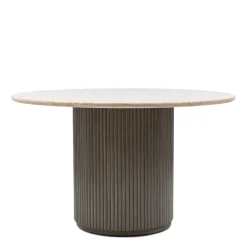 Best Rivièra Maison Ronde Eettafel Villanova Travertin en mangohout, 130cm