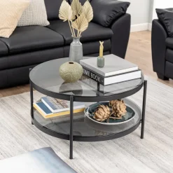 Sale Bendt Ronde Glazen Salontafel Paw 75cm, kleur zwart Grijs