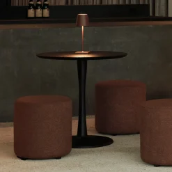 Outlet Ethnicraft Ronde Lage Bistrotafel Torsion Eikenhout, kleur Zwart