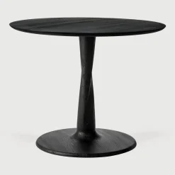 Outlet Ethnicraft Ronde Lage Bistrotafel Torsion Eikenhout, kleur Zwart