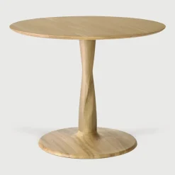 Outlet Ethnicraft Ronde Lage Bistrotafel Torsion Gevernist Eikenhout, kleur Naturel
