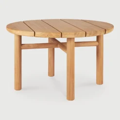 Outlet Ethnicraft Ronde Outdoor Bijzettafel Quatro Teakhout, 59cm