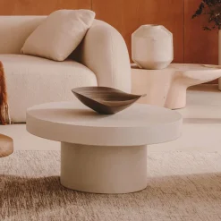 Discount Kave Home Ronde Salontafel Aiguablava Beton, kleur Wit