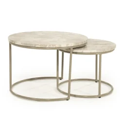 By-Boo Ronde Salontafel Alvar Marmer, Set van 2 stuks Beige