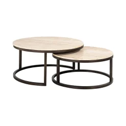 New Richmond Interiors Ronde Salontafel Avalon Travertin Set van 2 stuks, 85cm