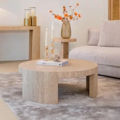 Outlet Richmond Interiors Ronde Salontafel Biltmore Travertin, 100cm Beige