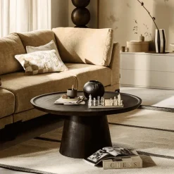 New vtwonen Ronde Salontafel Coffee A Gogo Mangohout, 90cm Walnoot