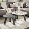 Best LifestyleFurn Ronde Salontafel Dallen Keramiek met travertinlook, Set van 2 stuks