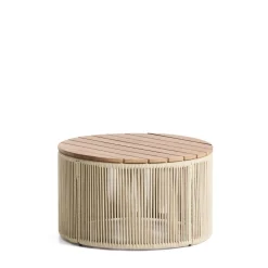 Hot Kave Home Ronde Salontafel Dandara Acaciahout en touw, 60cm, kleur Ecru