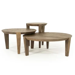 Hot Eleonora Ronde Salontafel Davina Set van 3 stuks, Mangohout