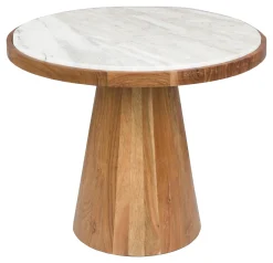 Best ZILT Ronde Salontafel Dejuan Marmer en acaciahout, 50cm