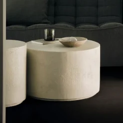 Best Ethnicraft Ronde Salontafel Elements Microcement, kleur Off White