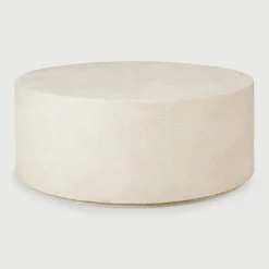 Best Ethnicraft Ronde Salontafel Elements Microcement, kleur Off White