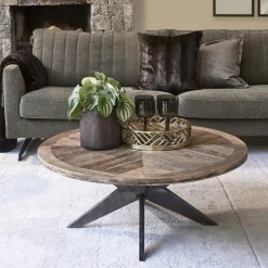 Online Rivièra Maison Ronde Salontafel Falcon Crest Eikenhout, 100cm Black