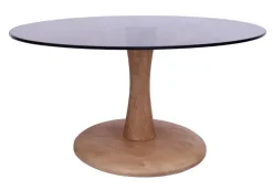 Clearance Brix Ronde Salontafel Faye Glas en mangohout