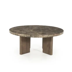 Clearance Eleonora Ronde Salontafel Lando Marmer en mangohout Bruin