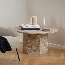 Sale Bendt Ronde Salontafel Lasonya Travertin, 80cm Bruin