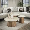 Online LifestyleFurn Ronde Salontafel Laycie Keramiek in Travertin-look, Set van 3 stuks