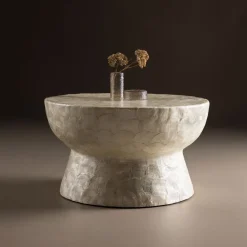 New Nohr Ronde Salontafel Leeann Capiz, 70cm Beige