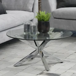 Clearance Bendt Ronde Salontafel Line Chroom