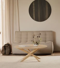 Hot Ethnicraft Ronde Salontafel Mikado Geolied Eikenhout, 100cm