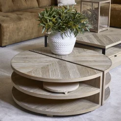 Rivièra Maison Ronde Salontafel Milan Eikenhout, Set van 2 stuks