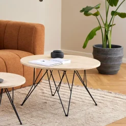 Hot Bendt Ronde Salontafel Nadia Travertin, 80cm Beige