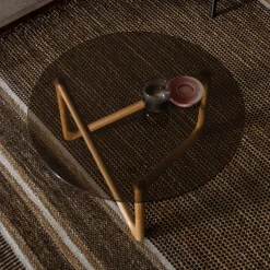 New Dutchbone Ronde Salontafel Naia Eikenhout en glas, 80cm