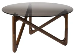 New Dutchbone Ronde Salontafel Naia Eikenhout en glas, 80cm