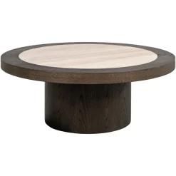 Hot Richmond Interiors Ronde Salontafel Nando Travertinlook en eiken, 100cm Bruin