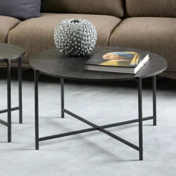 Sale Bendt Ronde Salontafel Natally Marmerlook, 70cm Zwart