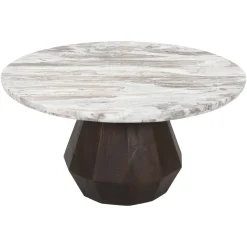 Clearance Richmond Interiors Ronde Salontafel Oberoy Marmer en mangohout, 80cm Bruin