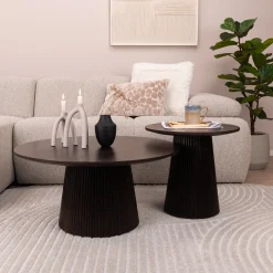 Sohome Ronde Salontafel Olav Set van 2 stuks Rond, kleur Walnoot