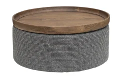 New Tower Living Ronde Salontafel Ossana Mangohout en stof, 80cm, kleur Grijs