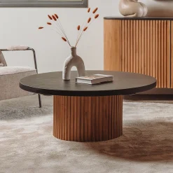 Outlet Tower Living Ronde Salontafel Palazzo Teakhout en mineraal stucwerk, 100cm