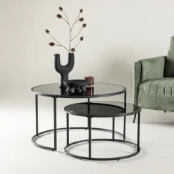 Hot Nohr Ronde Salontafel Quan Set van 2 stuks, kleur Zwart