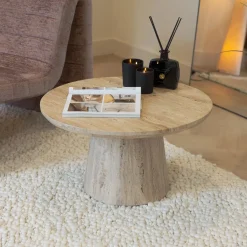 Sohome Ronde Salontafel Rachelle Travertin, 70cm Beige