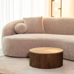 Hot LABEL51 Ronde Salontafel Ribble Travertin en hout Espresso