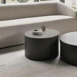 Sale Ethnicraft Ronde Salontafel Roller Max Gevernist Mahoniehout, kleur Donkerbruin