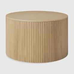 Sale Ethnicraft Ronde Salontafel Roller Max Geolied Eikenhout, kleur Naturel