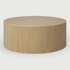 Sale Ethnicraft Ronde Salontafel Roller Max Geolied Eikenhout, kleur Naturel