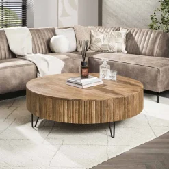 Online LifestyleFurn Ronde Salontafel Sharmila Mangohout, 120cm Massief mango zand