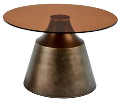 Bendt Ronde Salontafel Tameeka Glas en brons staal, 70cm Bruin